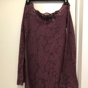 Victoria’s Secret Plum Off Shoulder Lace Nightgown